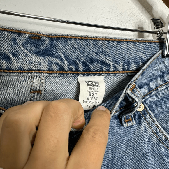 VTG LEVI'S 921 ORANGE TAB SLIM FIT TAPERED LEG Jean women's Blue USA Cotton 16 - Picture 5 of 9